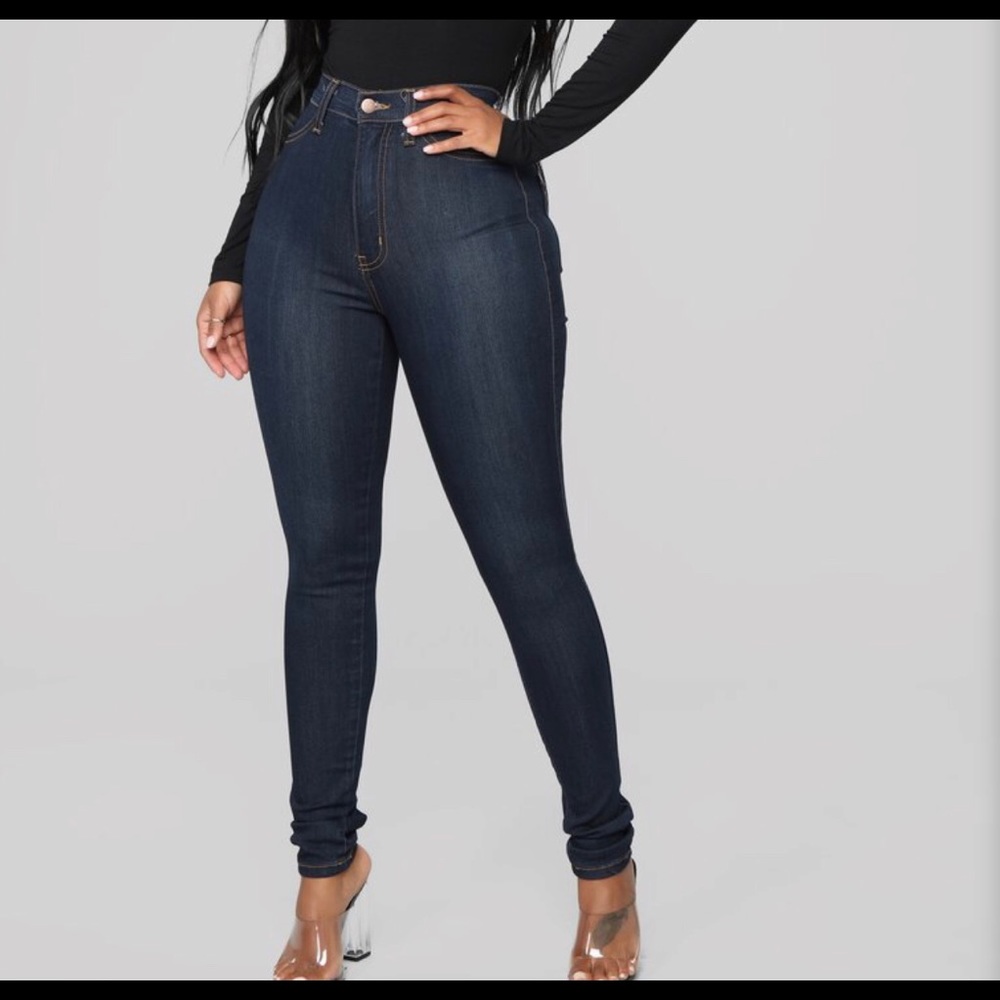 Classic High Waist Skinny Jeans - Dark Denim
